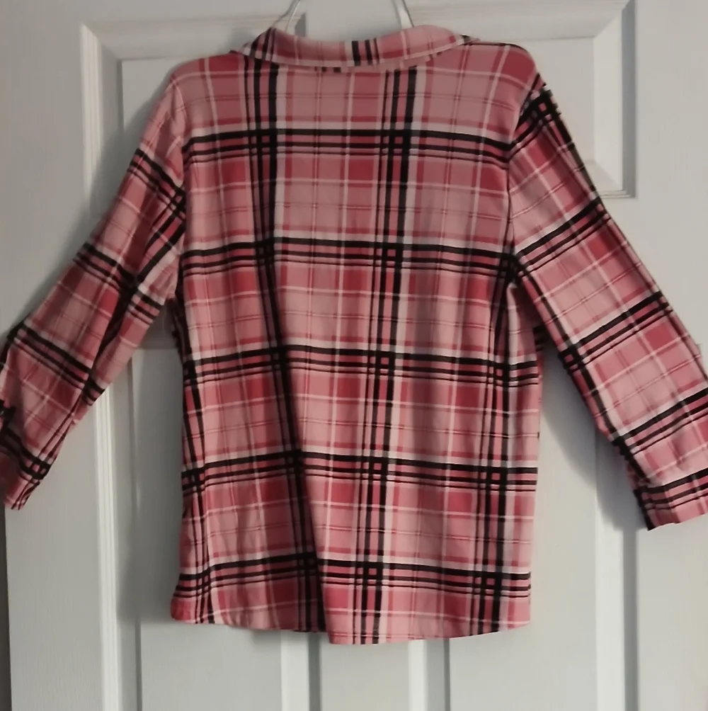 Plaid Button Down Shirt - Pink and Black - Picture 3 of 7